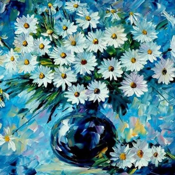 White Flower in a Vase - DIY Painting By Numbers