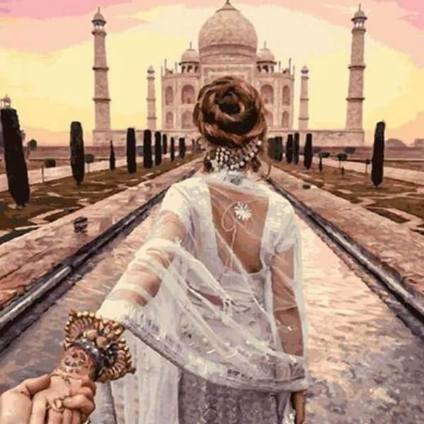 Hand in Hand (Taj Mahal) - DIY Painting By Numbers