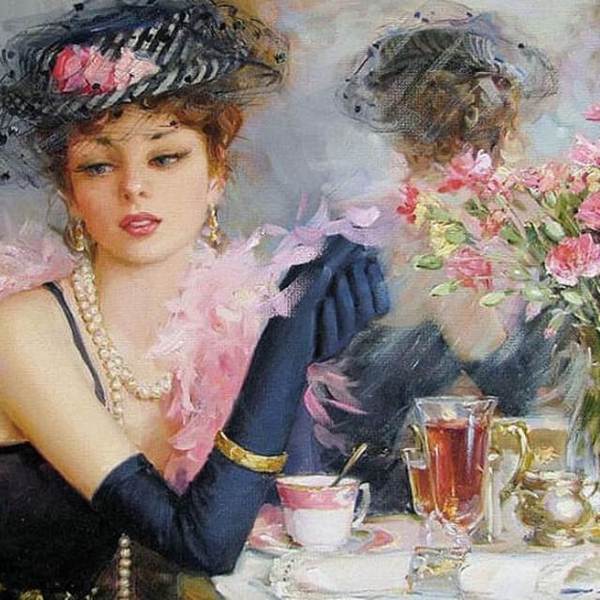 Woman Sitting by a Table - DIY Painting By Numbers