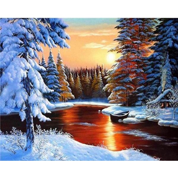 Snow Lake - DIY Painting By Numbers