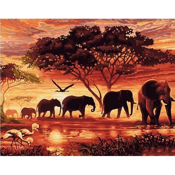 Wild Elephants - DIY Painting By Numbers