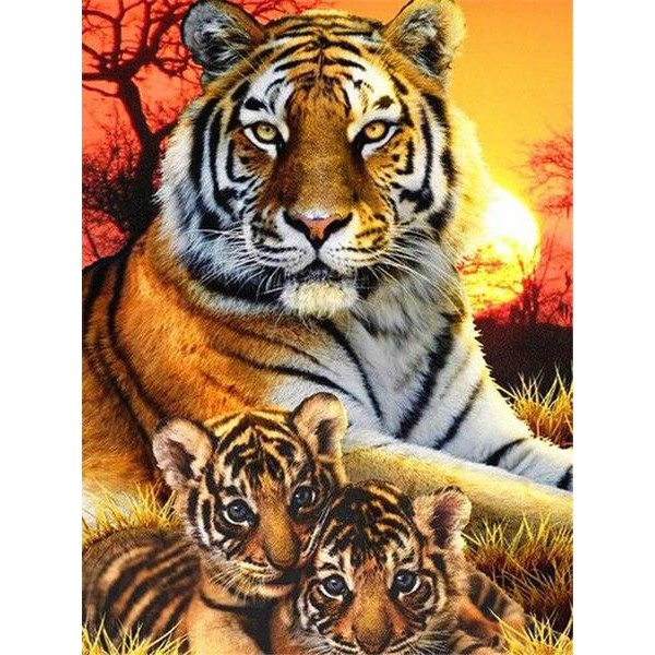 Tiger Family - DIY Painting By Numbers