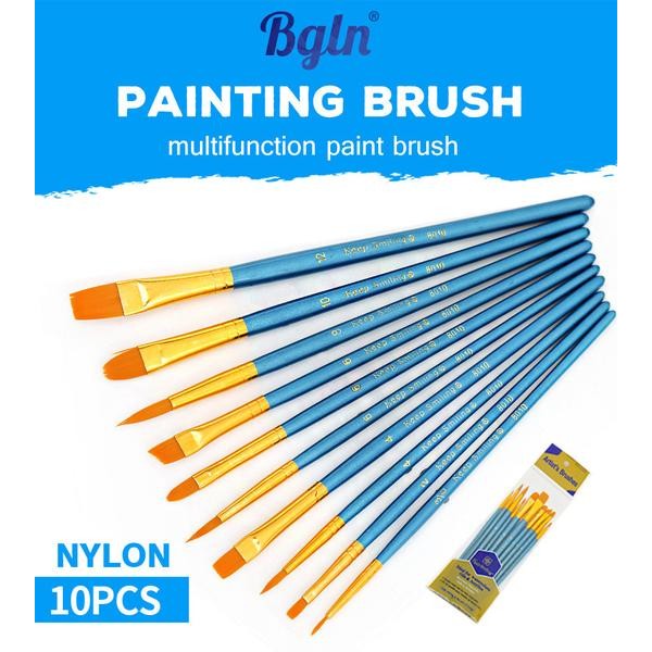 Set of 10 Pcs Nylon Paint Brushes