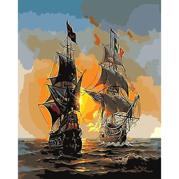Battleship in the Sea - DIY Painting By Numbers
