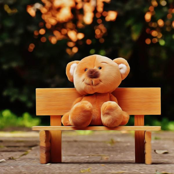 Happy Teddy in the Bench - DIY Diamond Painting