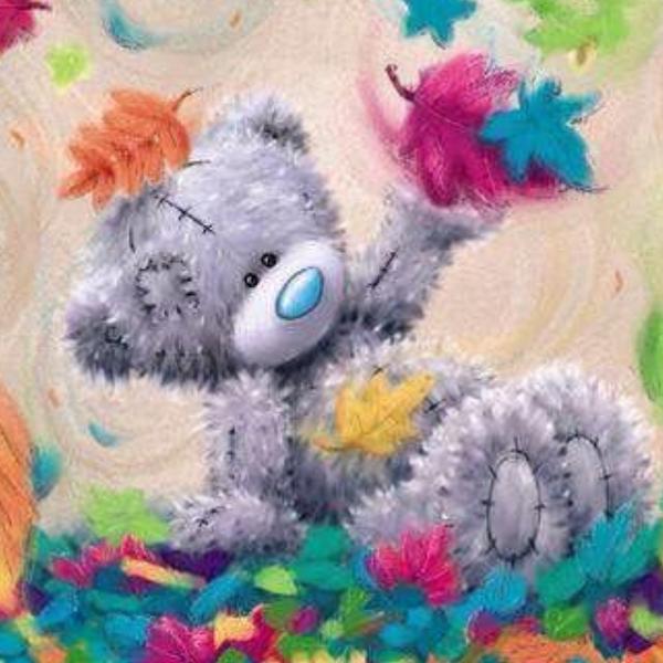 Teddy bear in Autumn - DIY Diamond Painting