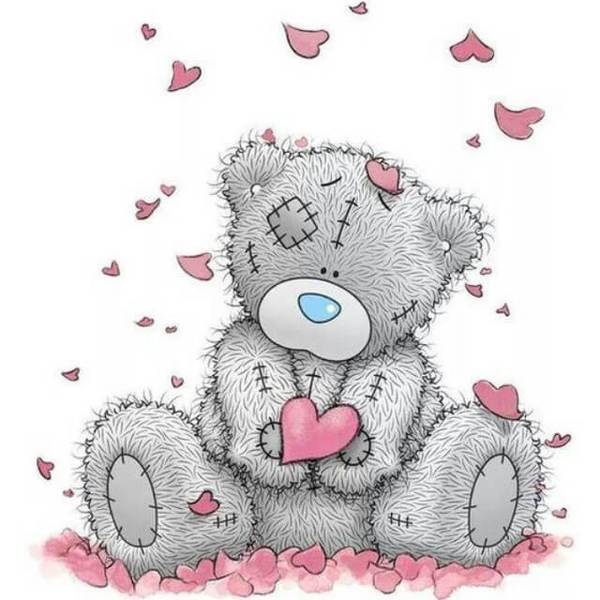 Teddy bear Raining Hearts - DIY Diamond Painting