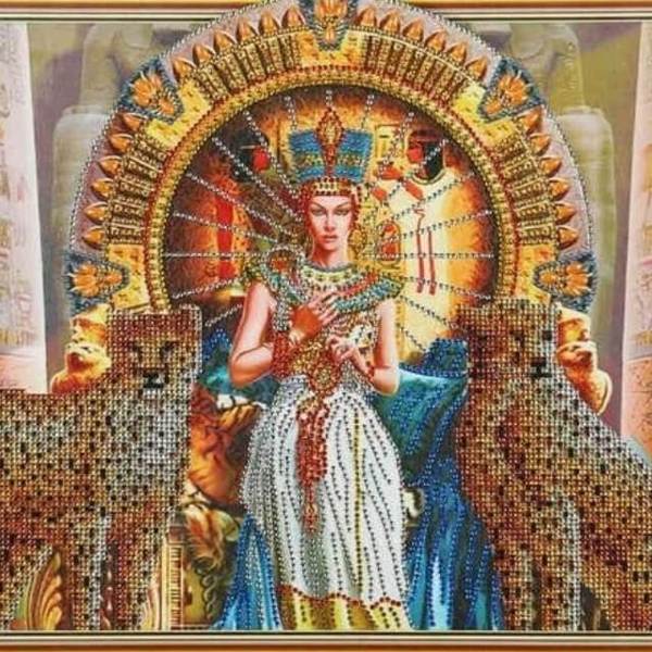 Pharaoh with Leopards -  Glittering 5D DIY Diamond Painting