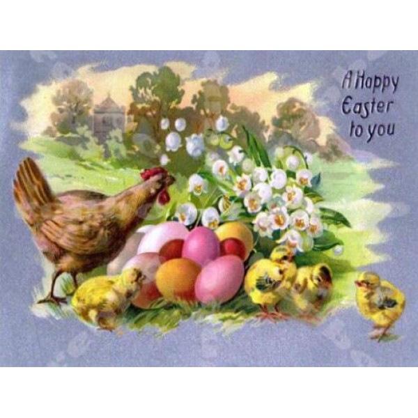 Chicken with her Easter Eggs - DIY Diamond Painting