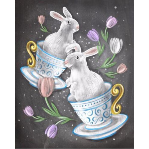 Easter Rabbit in a Teacup - DIY Diamond Painting
