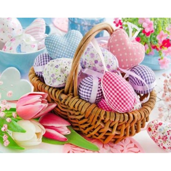 Easter Pastel Eggs in a Basket - DIY Diamond Painting