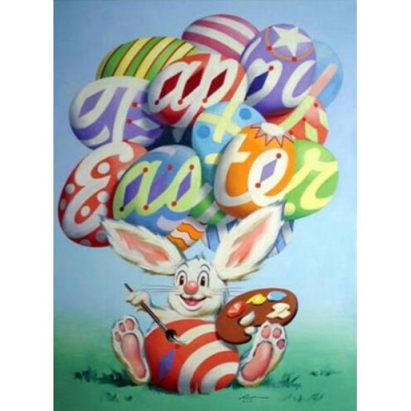 Rabbit Painting Happy Easter - DIY Diamond Painting
