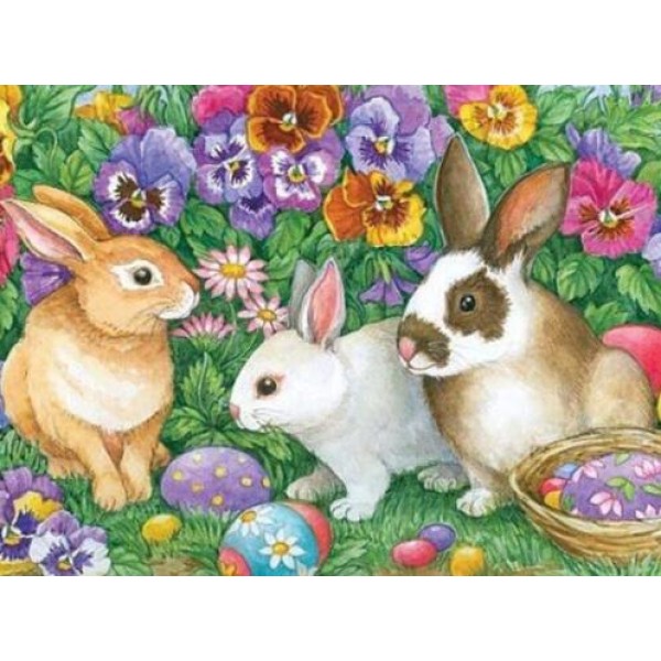 Easter Rabbits in the Garden - DIY Diamond Painting