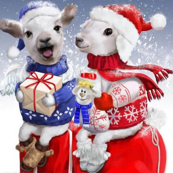 Christmas Couple Goat - DIY Diamond Painting