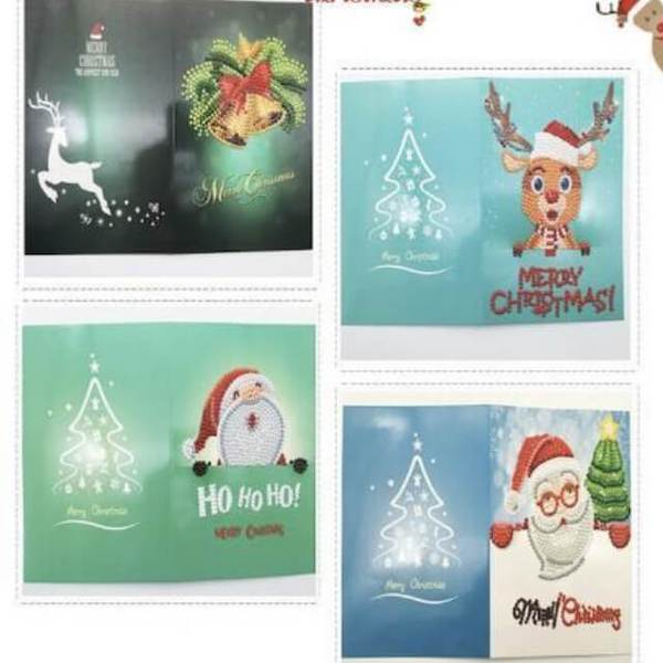 Diamond Painting DIY Christmas Greeting Cards. Set #2-including 4 cards inside