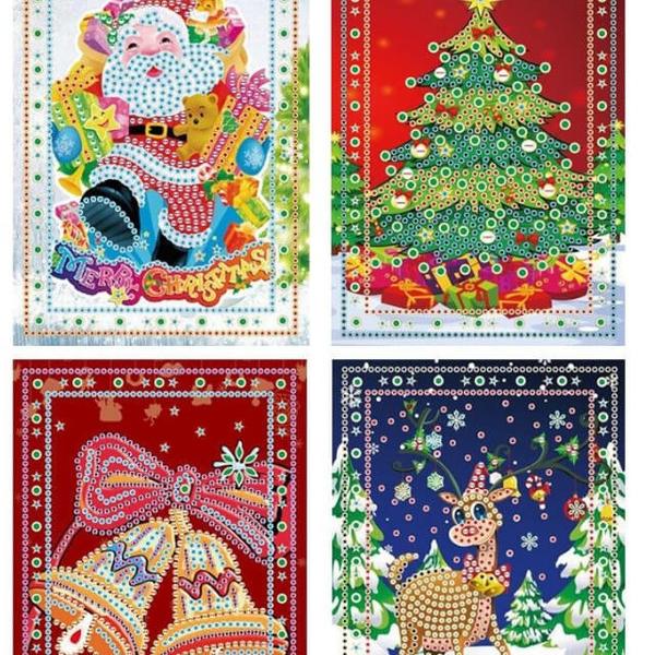 Diamond Painting DIY Christmas Greeting Cards. Set #3 -including 4 cards inside
