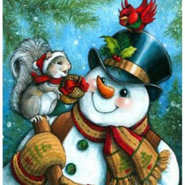 Snowman and a squirrel - DIY Diamond Painting