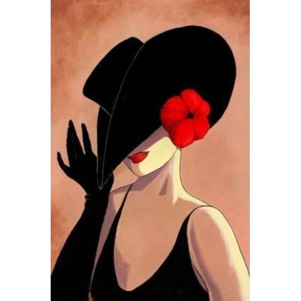 Sassy Girl in Red Flower - DIY Diamond Painting