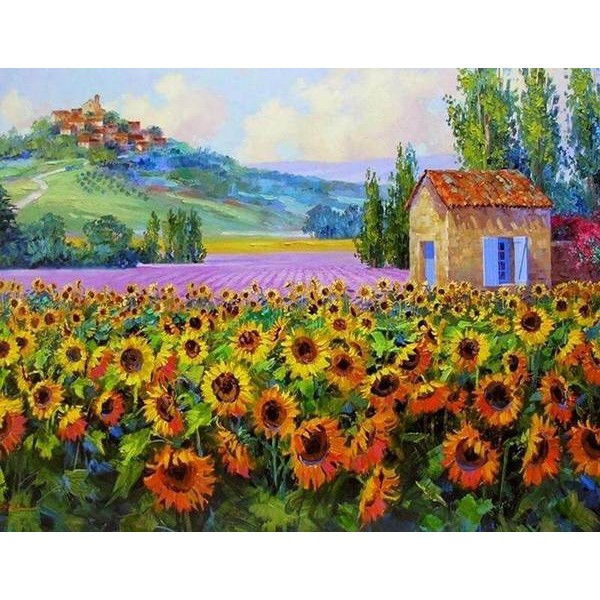 Sunflower in the farm - DIY Diamond  Painting