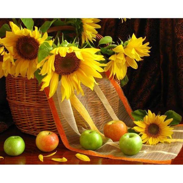 Sunflower with fruit basket - DIY Diamond  Painting