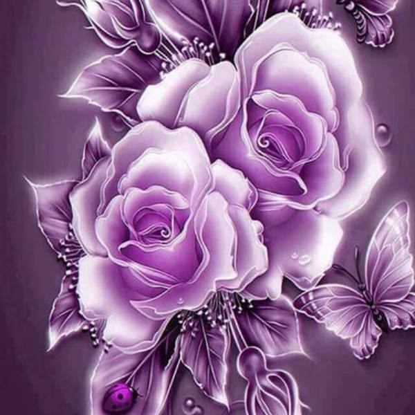 Purple Glimmering Rose - DIY Diamond Painting