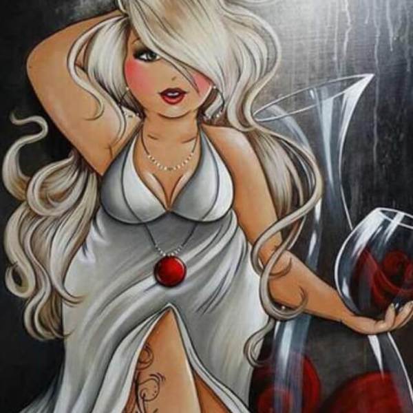 Girl with Red Wine - DIY Diamond Painting