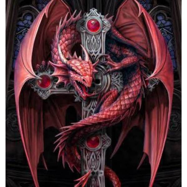 Red Dragon on a Black Cross -DIY Diamond Painting