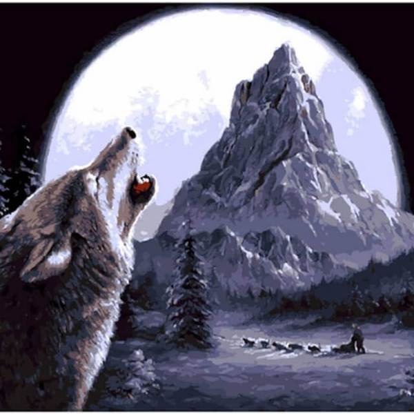 Wolf in full moon - DIY Diamond Painting