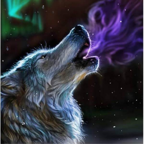 Wolf howling - DIY Diamond Painting