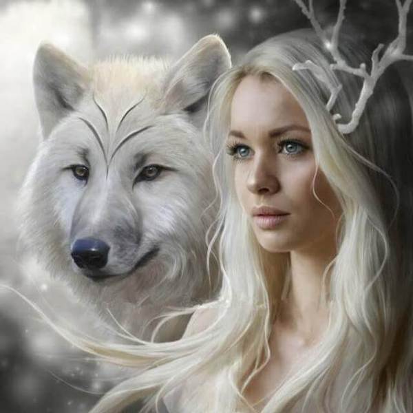 Wolf with a Girl - DIY Diamond  Painting