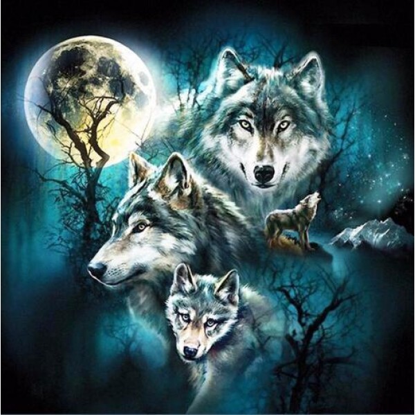 Wolves in the Night Time - DIY Diamond Painting