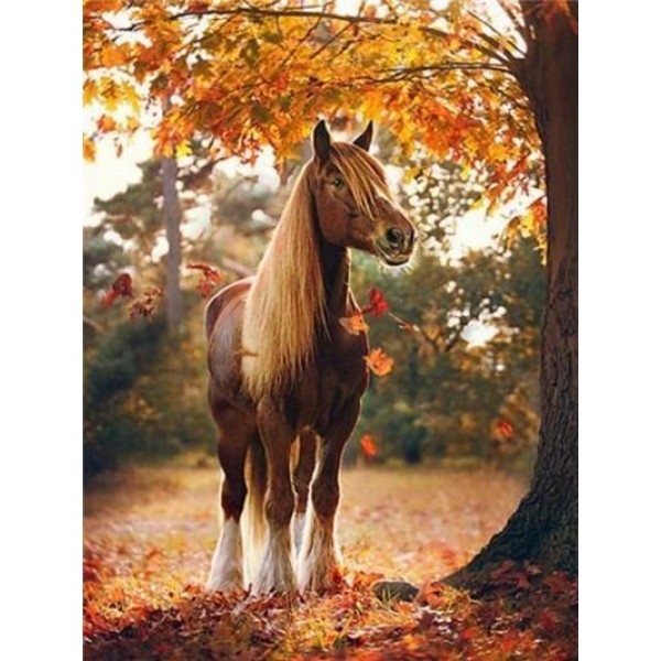 Horse in Autumn Forest - DIY Diamond Painting