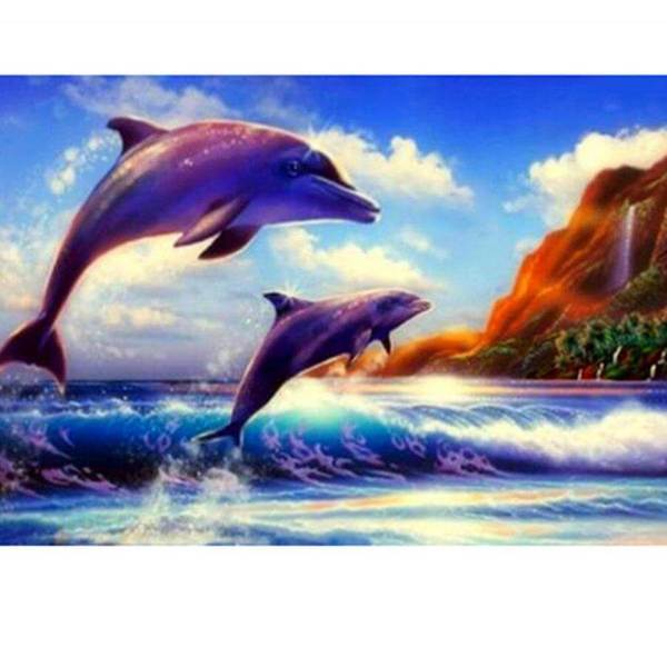 Dolphins in sea waves - DIY Diamond Painting