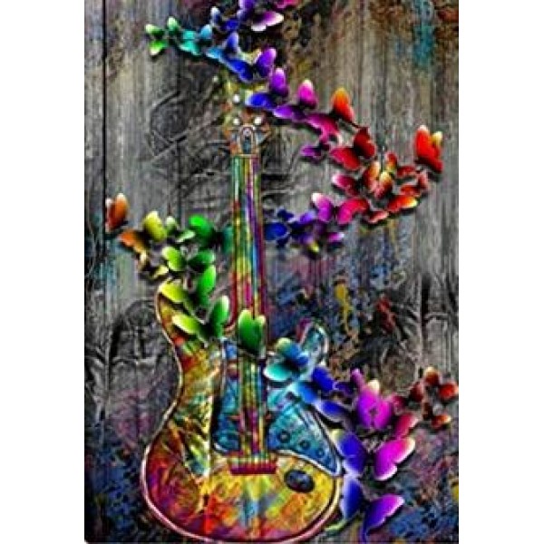 Rainbow Guitar and a Butterflies - DIY Diamond Painting