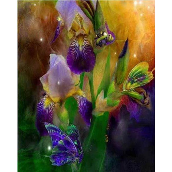 Glowing Iris flowers - DIY Diamond Painting