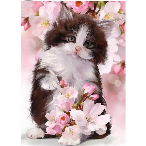 Cat in flowers - DIY Diamond Painting