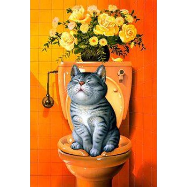 Cat in the Toilet - DIY Diamond Painting
