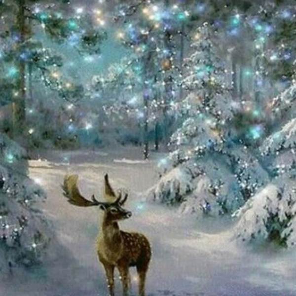 Deer in the Snow Forest - DIY Diamond Painting
