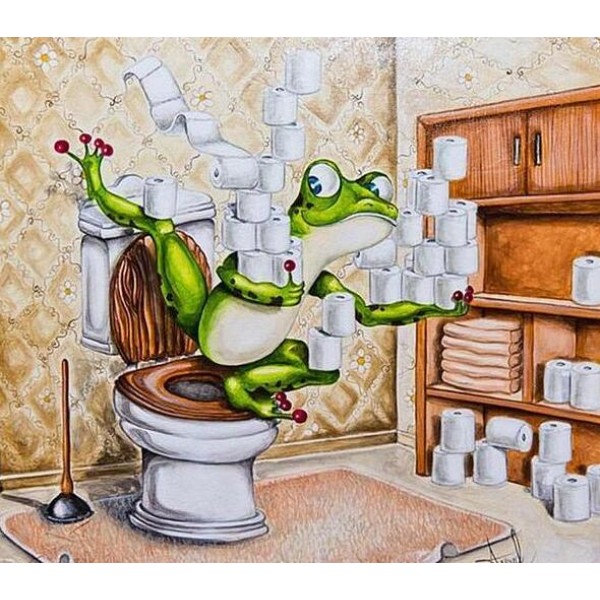 Frog with a Loaded Toilet Tissues - DIY Diamond Painting